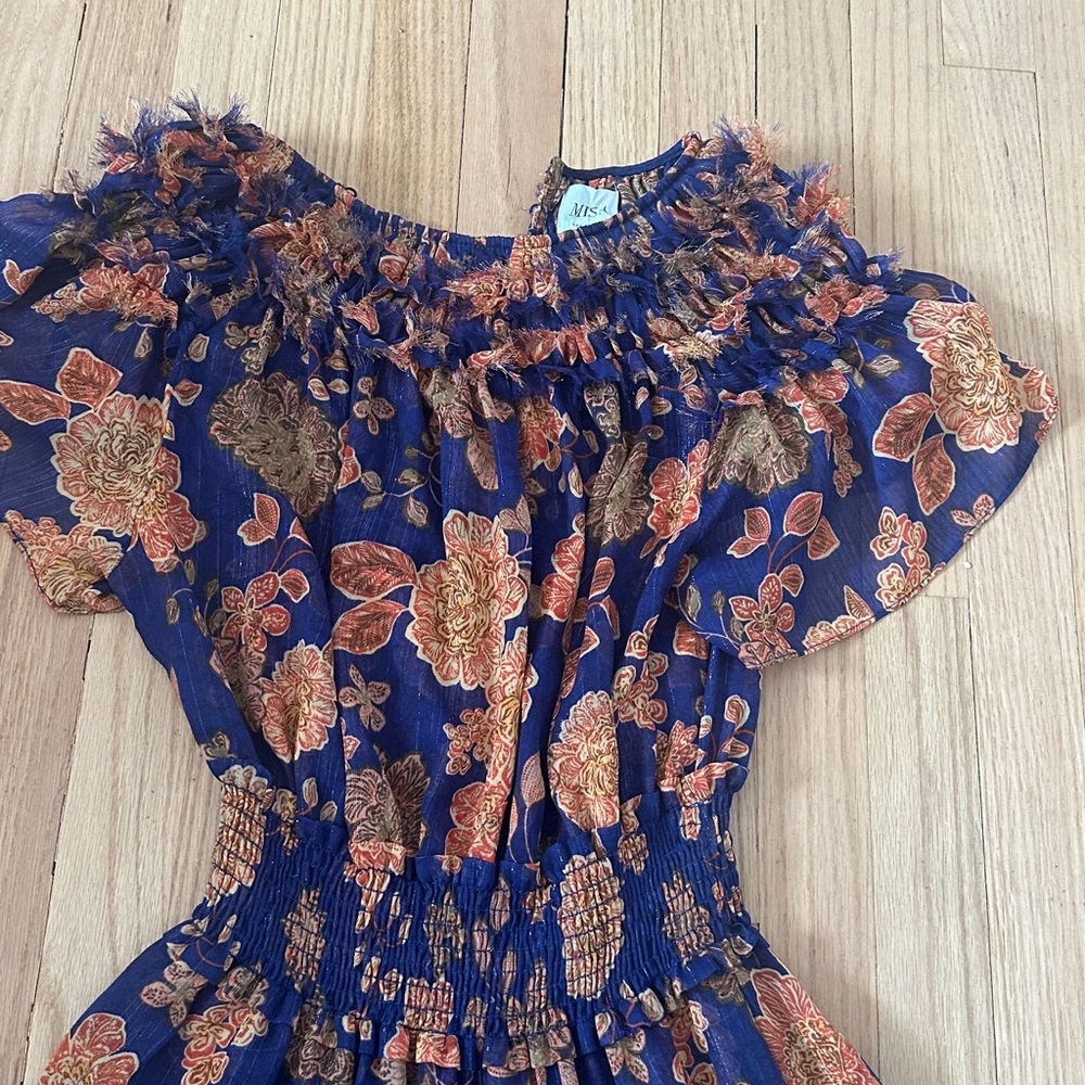 Misa Los Angeles Navy and Orange Floral Maxi Dress - Picture 2 of 5
